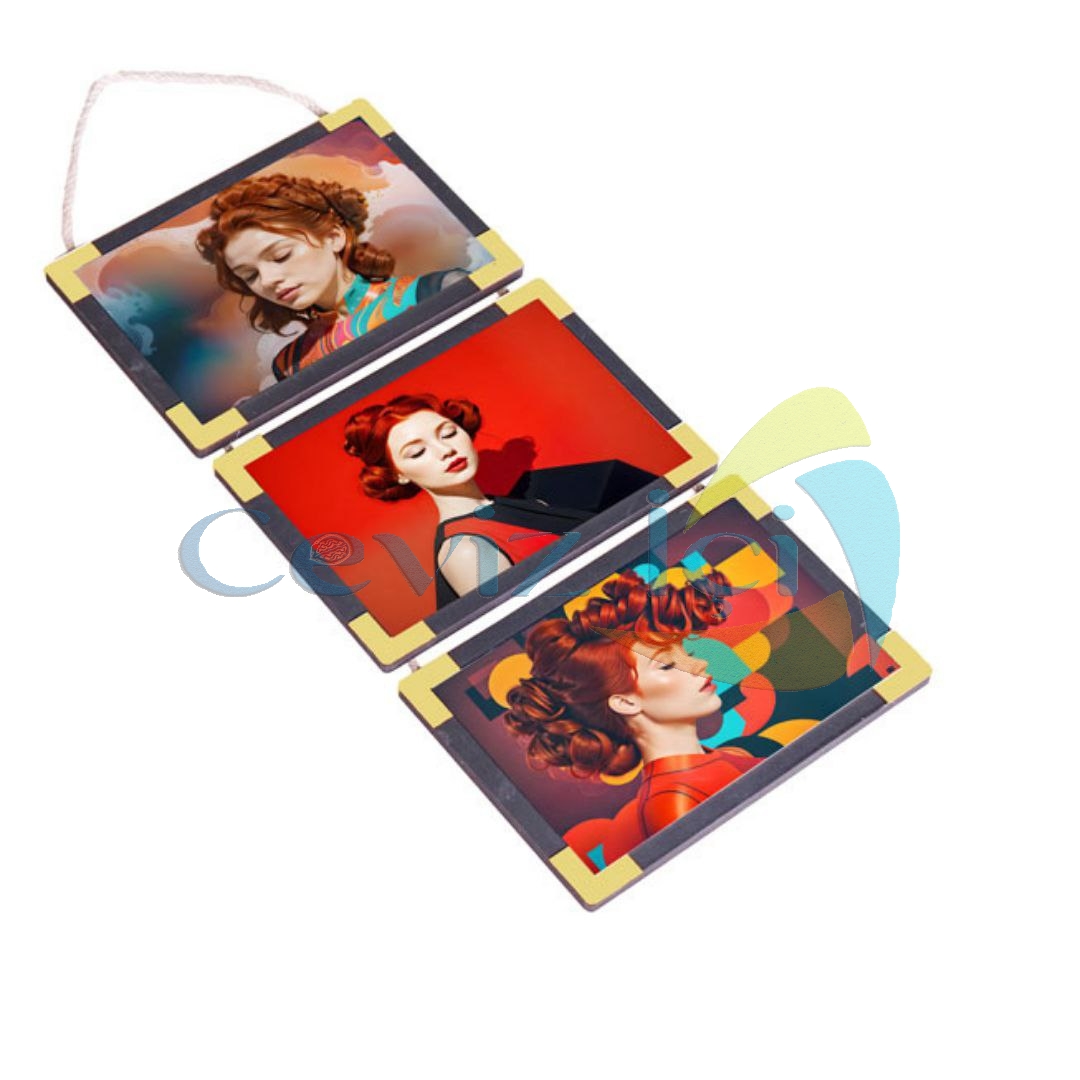 Ahşap 3 lü Ahşap İpli Çerçeve 10x15 cm