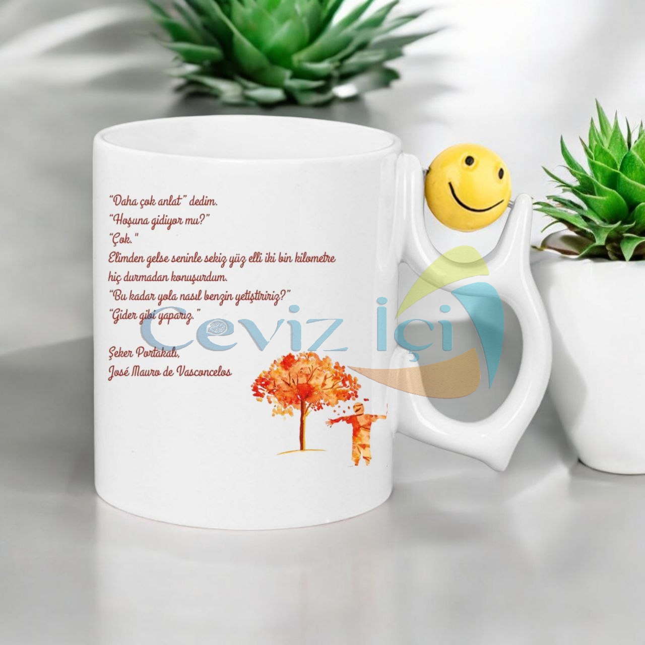 Kişiye Özel Tasarım Emoji Porselen Beyaz Kupa Bardak