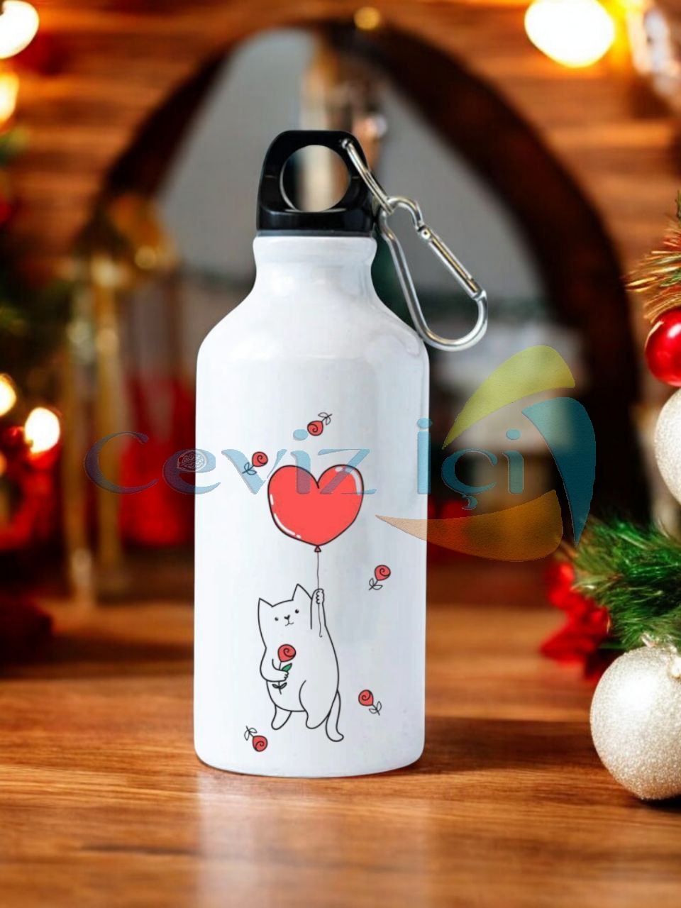 Kedi Temalı Kancalı Su Matarası