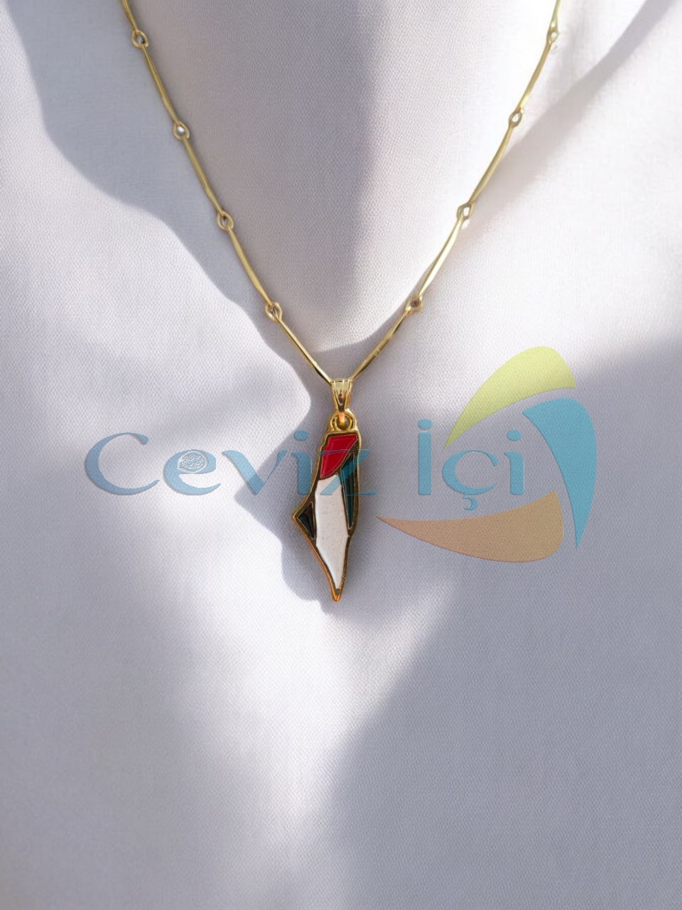 Filistin Bayraklı Çelik Uçlu Kolye