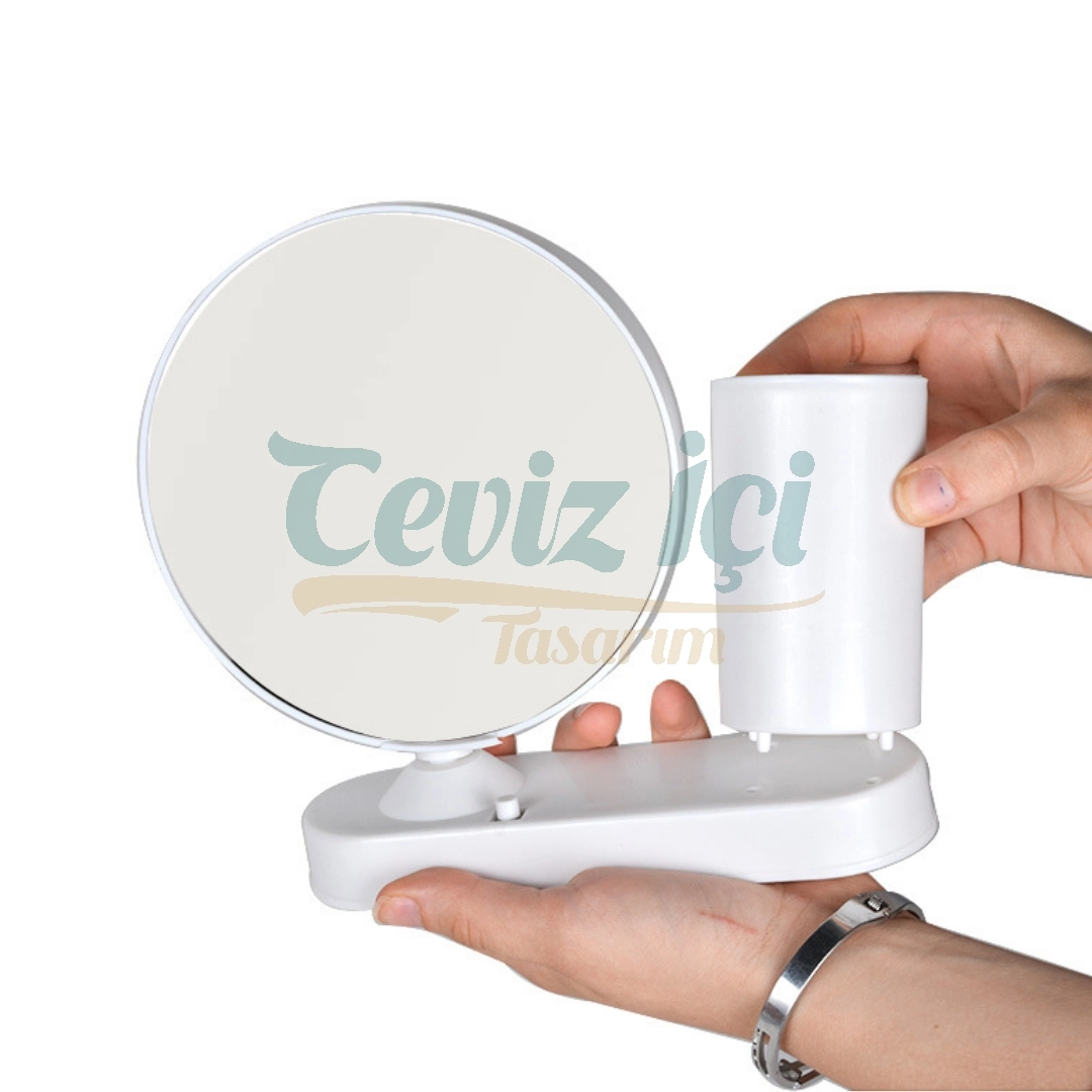 Kişiye Özel Fotoğraflı LED Işıklı Masa Aynası & Kalemlik