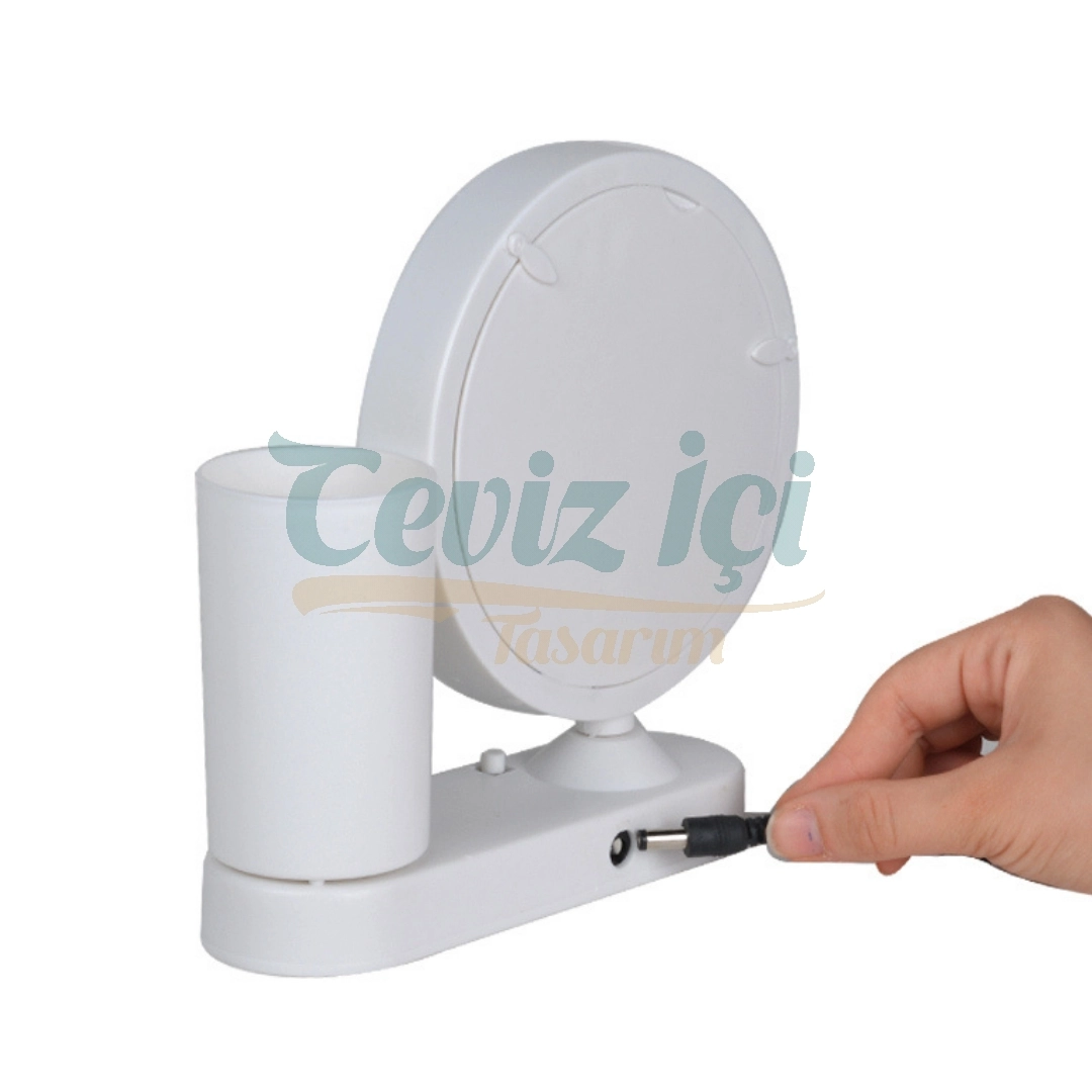 Kişiye Özel Fotoğraflı LED Işıklı Masa Aynası & Kalemlik