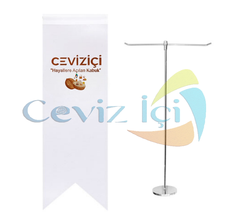 T Tipi Kırlangıç Masa Bayrağı  ve Krom Masa Direği