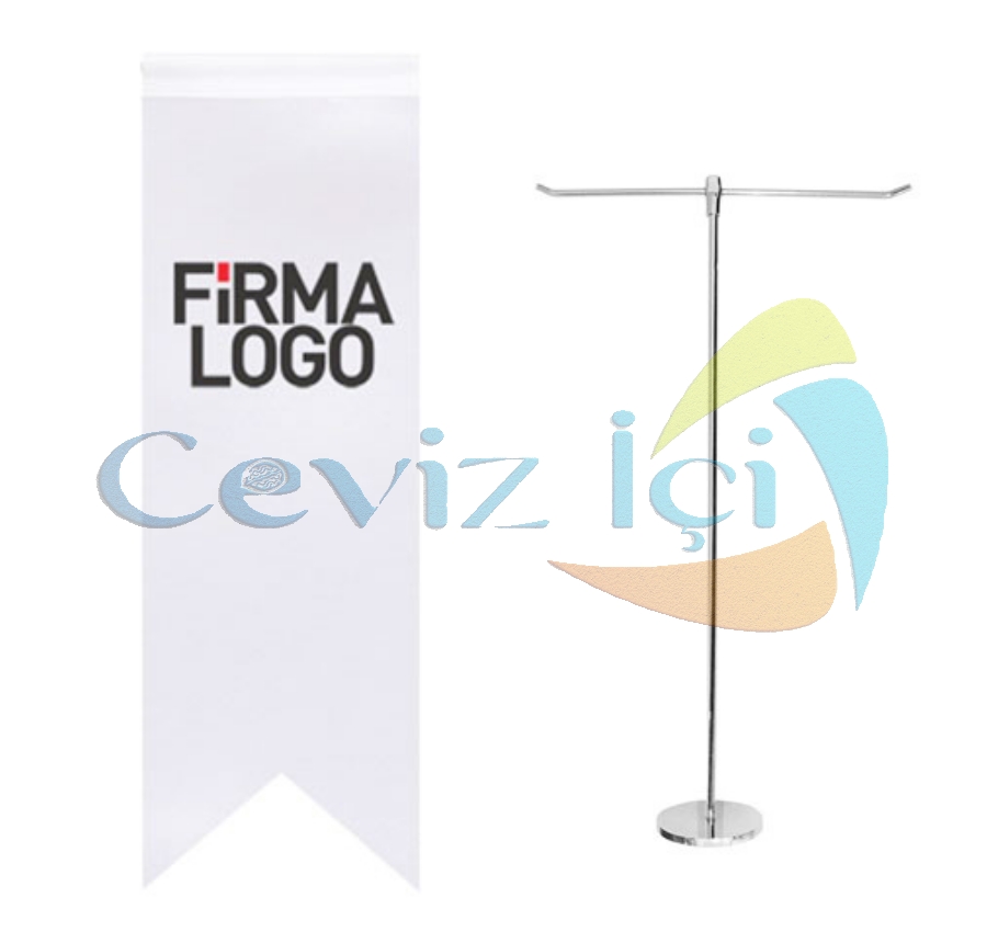 T Tipi Kırlangıç Masa Bayrağı  ve Krom Masa Direği