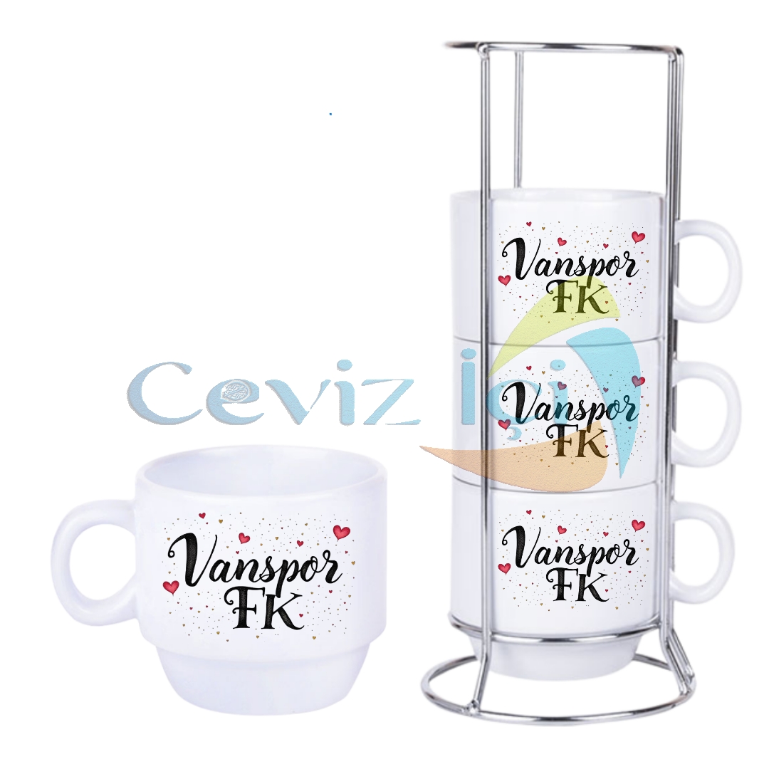 VANSPOR Özel Standlı Porselen Fincan Seti 