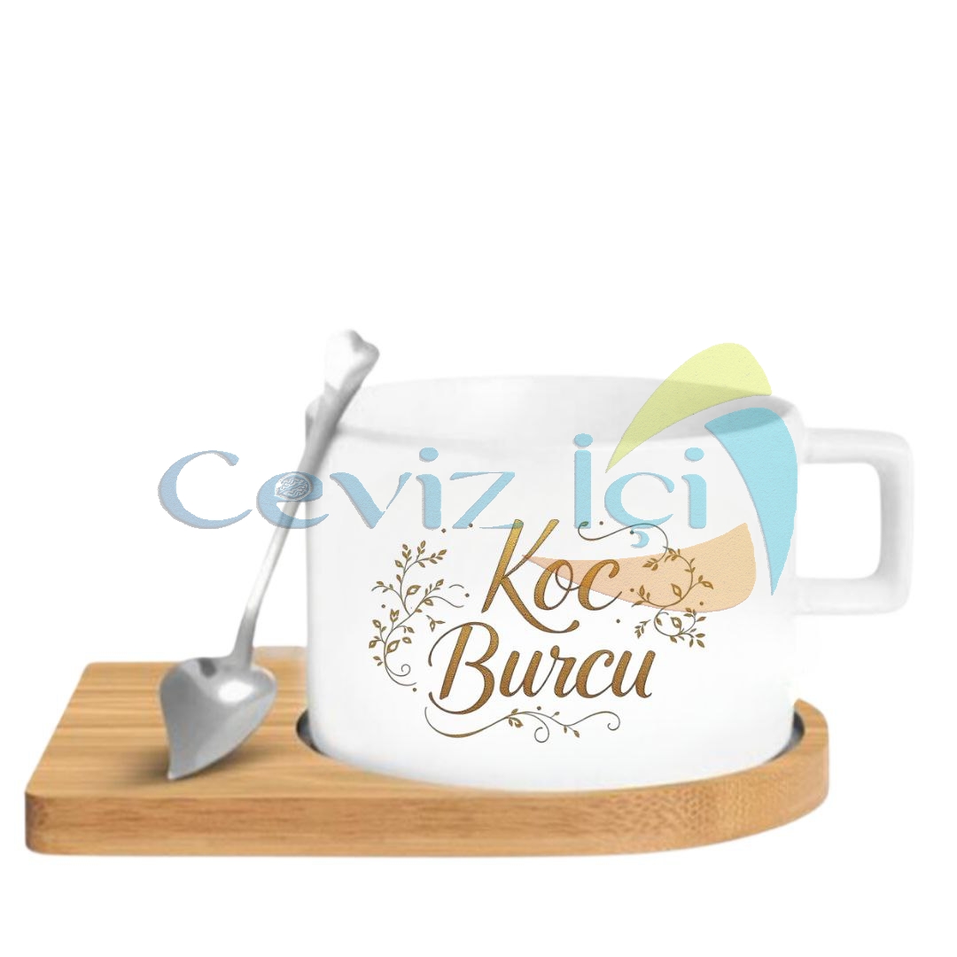 Ahşap%20Altlık%20ve%20Kaşıklı%20Porselen Fincan