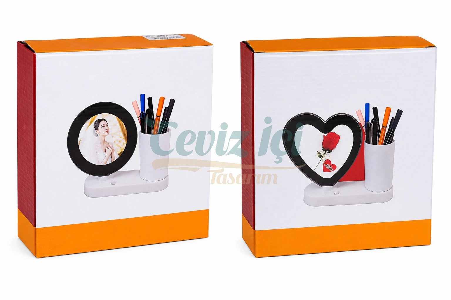 Kişiye Özel Fotoğraflı LED Işıklı Masa Aynası & Kalemlik