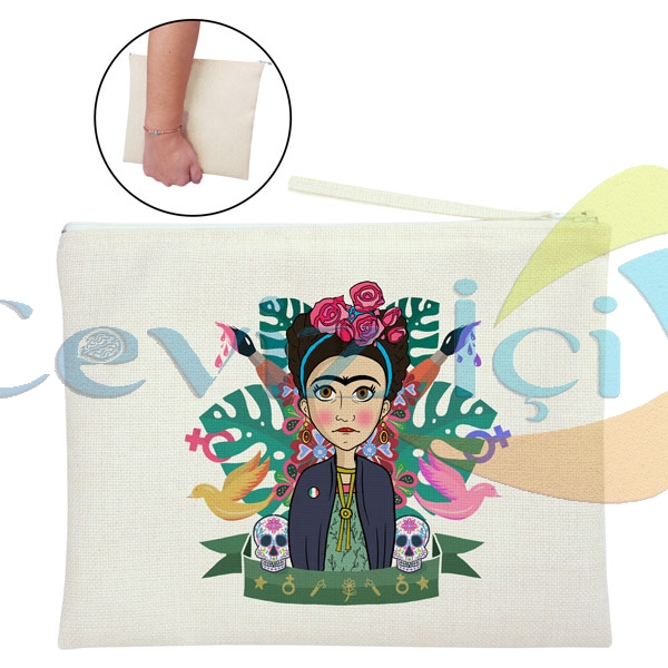 Keten Makyaj Çantası 25x20 cm (Kişiye Özel Baskı)