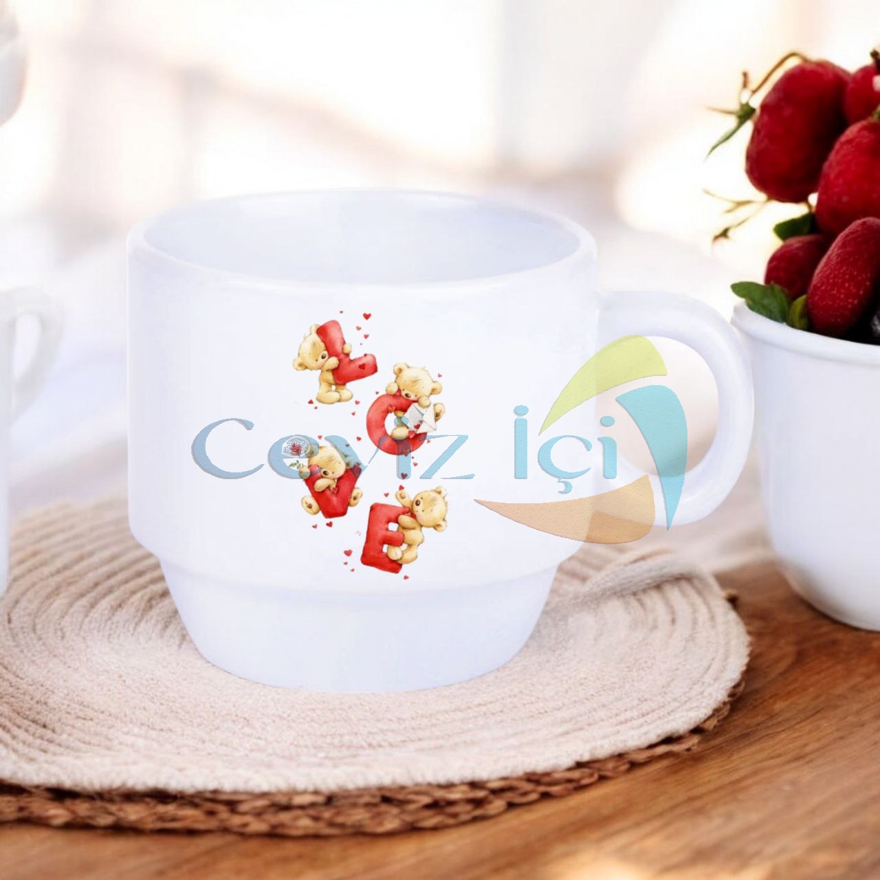 4lü Aşk Temalı Standlı Kahve Fincanı