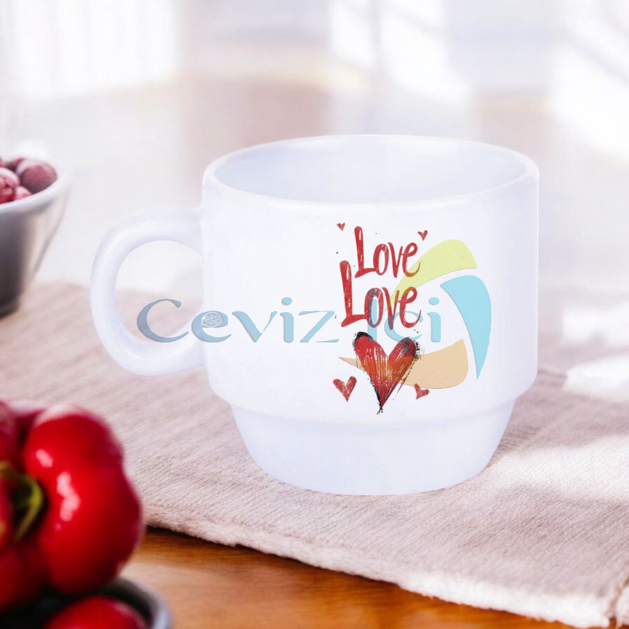 4lü Aşk Temalı Standlı Kahve Fincanı