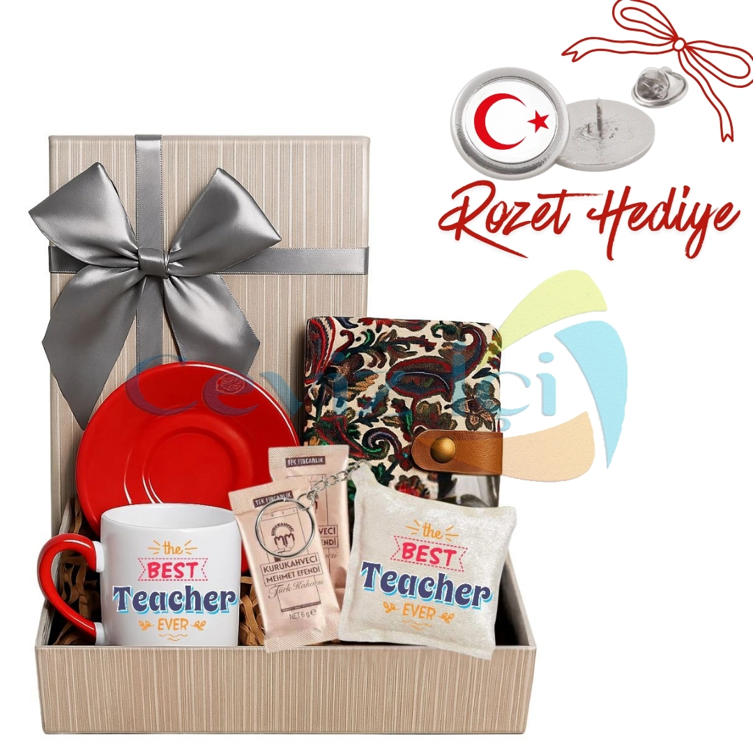 Öğretmenler Günü Hediye Seti Çelik Rozet Hediyeli