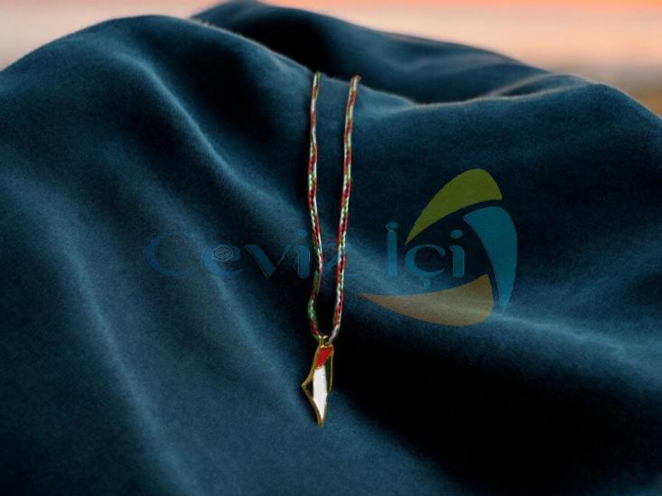 Filistin Bayraklı Çelik Uçlu Kolye Özel İpli