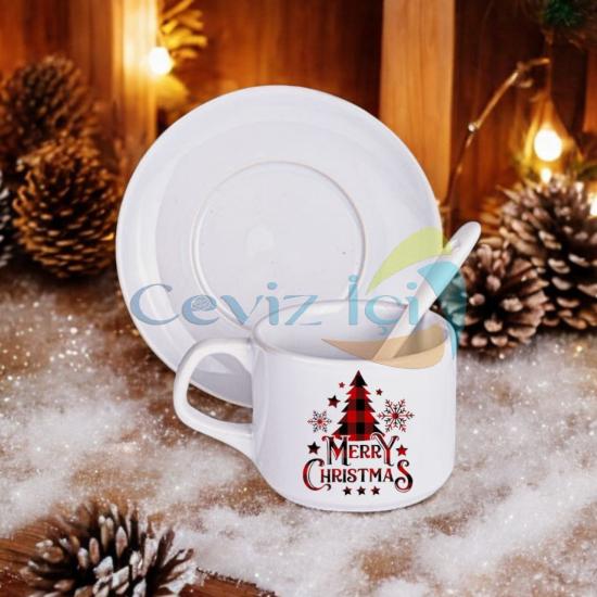 Porselen Kaşıklı Fincan Seti Yılbaşı Özel 