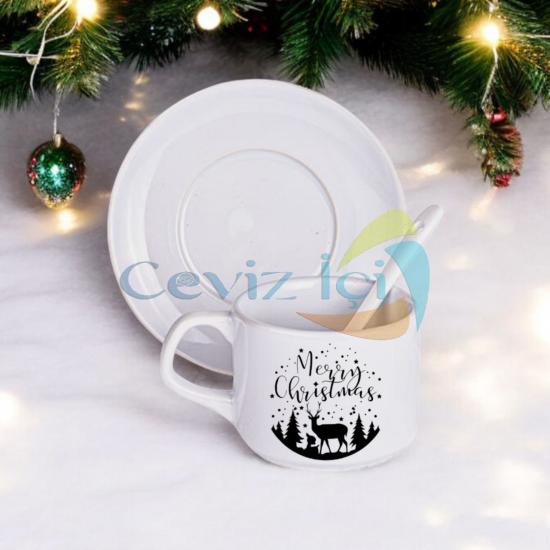 Porselen Kaşıklı Fincan Seti Yılbaşı Özel 