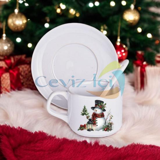 Porselen Kaşıklı Fincan Seti Yılbaşı Özel 