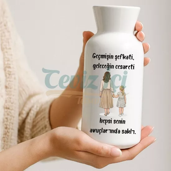 Anneye Hediye Seramik Vazo Özel Tasarım
