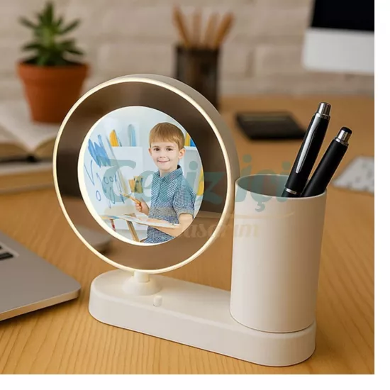 Kişiye Özel Fotoğraflı LED Işıklı Ayna & Kalemlik