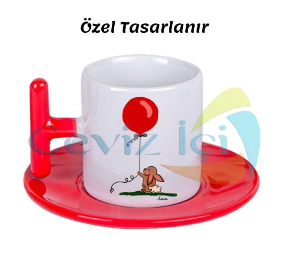 T Kulplu Porselen Türk Kahvesi Fincanı