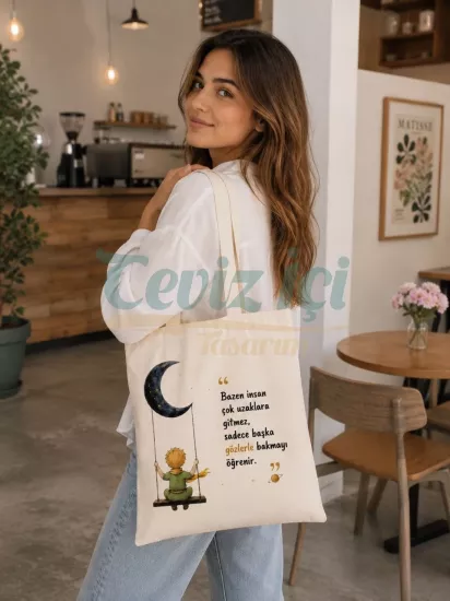 Küçük Prens Temalı Özel Tasarım Bez Çanta 