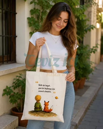 Küçük Prens Temalı Özel Tasarım Bez Çanta 