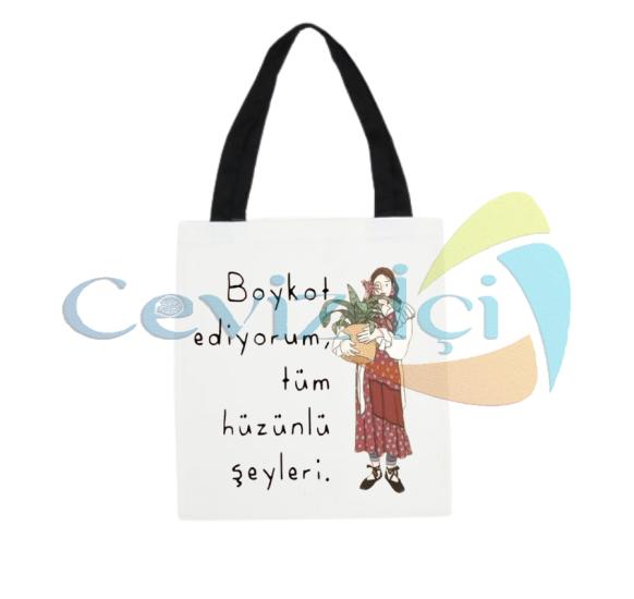 Hüzün Boykotu Temalı Bez Çanta