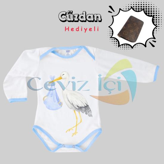 Cüzdan Hediyeli Uzun Kollu Erkek Bebek Zıbını 