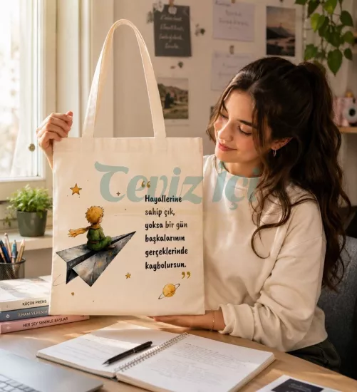 Küçük Prens Temalı Özel Tasarım Bez Çanta 