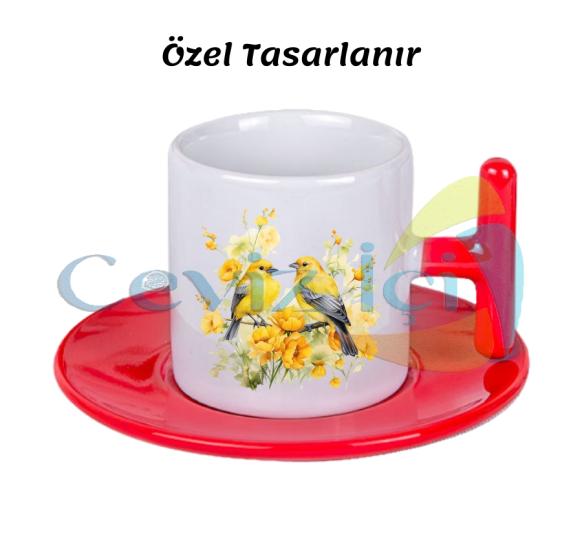 T Kulplu Porselen Türk Kahvesi Fincanı