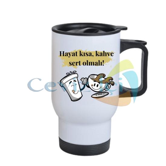 Kulplu Çelik Bardak Termos - 450mlt