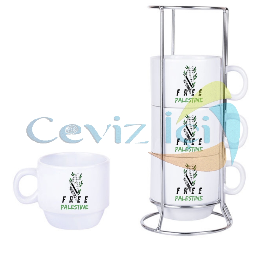 Free Palestine Standlı 4’lü Fincan Takımı